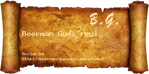 Beerman Györgyi névjegykártya